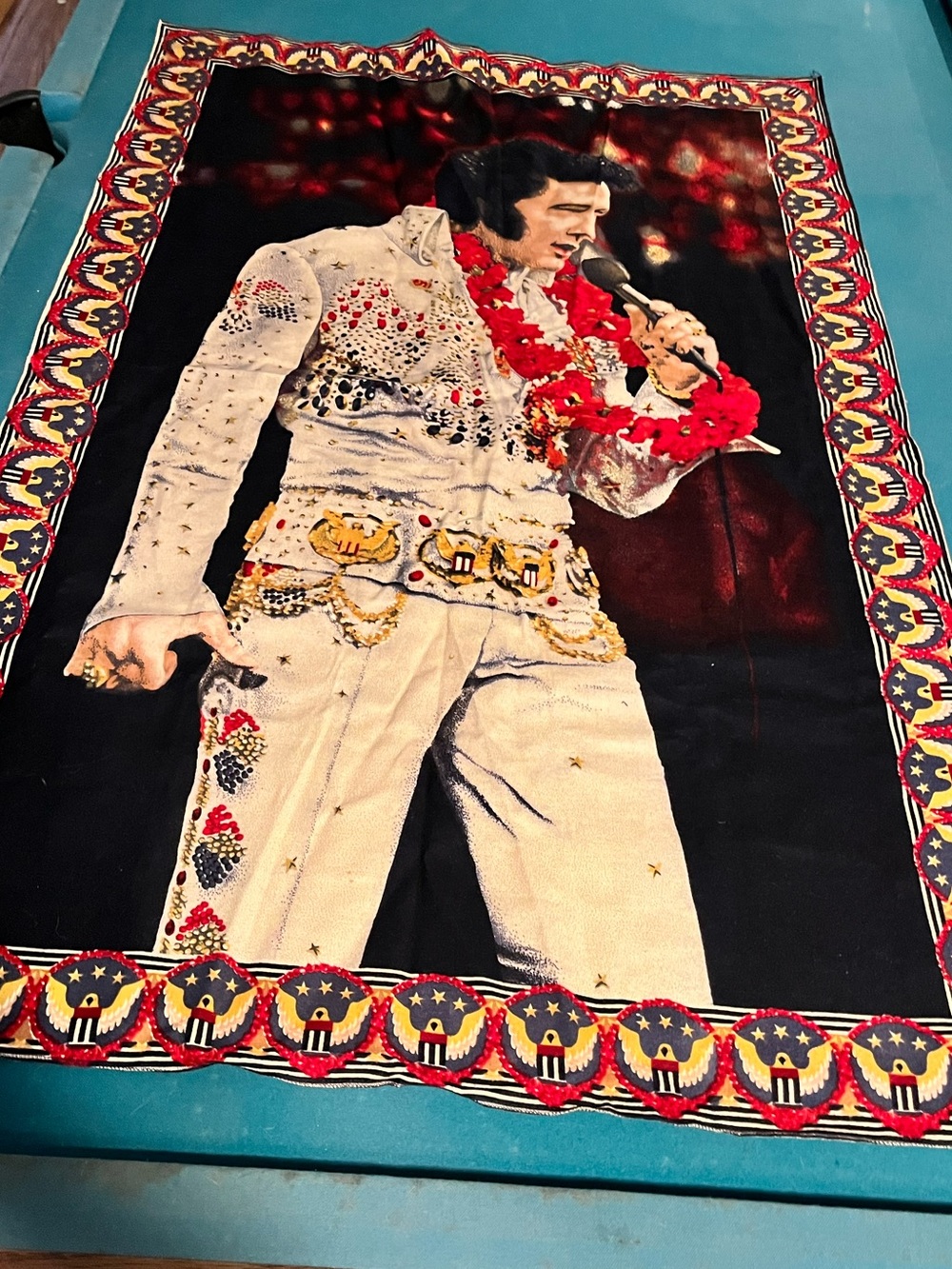 Vintage Elvis Presley tapestry multi color A.T.C ROCK n roll The King 100 cotton